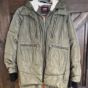 Ciso Khaki Puffer Jacket with Hood